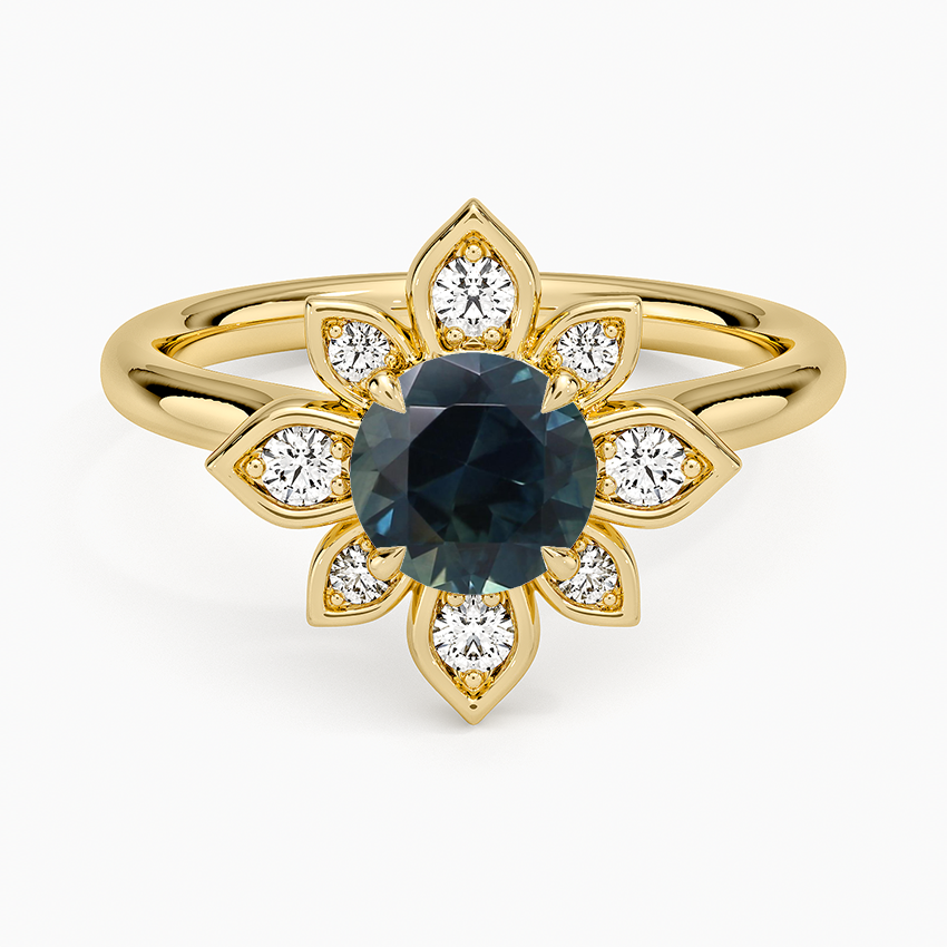 Sapphire Fiore Halo Diamond Ring (1/4 ct. tw.) in 18K Yellow Gold