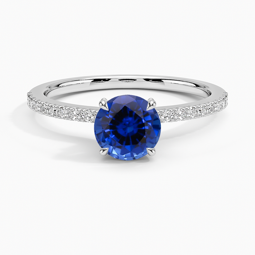 Sapphire Ballad Hidden Floral Halo Diamond Ring in 18K White Gold