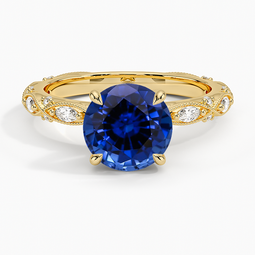 Lab Grown Sapphire Celestia Milgrain Diamond Ring (1/4 ct. tw.) in 18K Yellow Gold