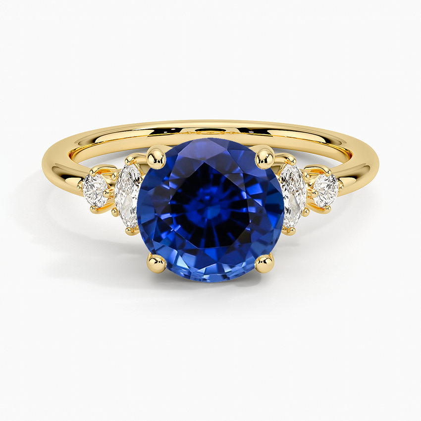 Lab Grown Sapphire Miroir Diamond Ring in 18K Yellow Gold