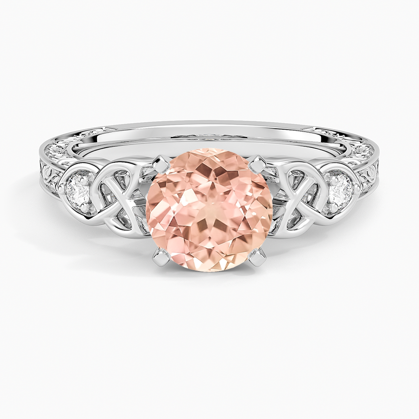 Lab Grown Sapphire Aberdeen Celtic Diamond Ring in 14K White Gold