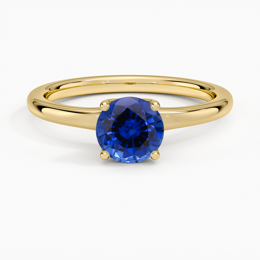 Sapphire Fleur Solitaire Ring in 18K Yellow Gold