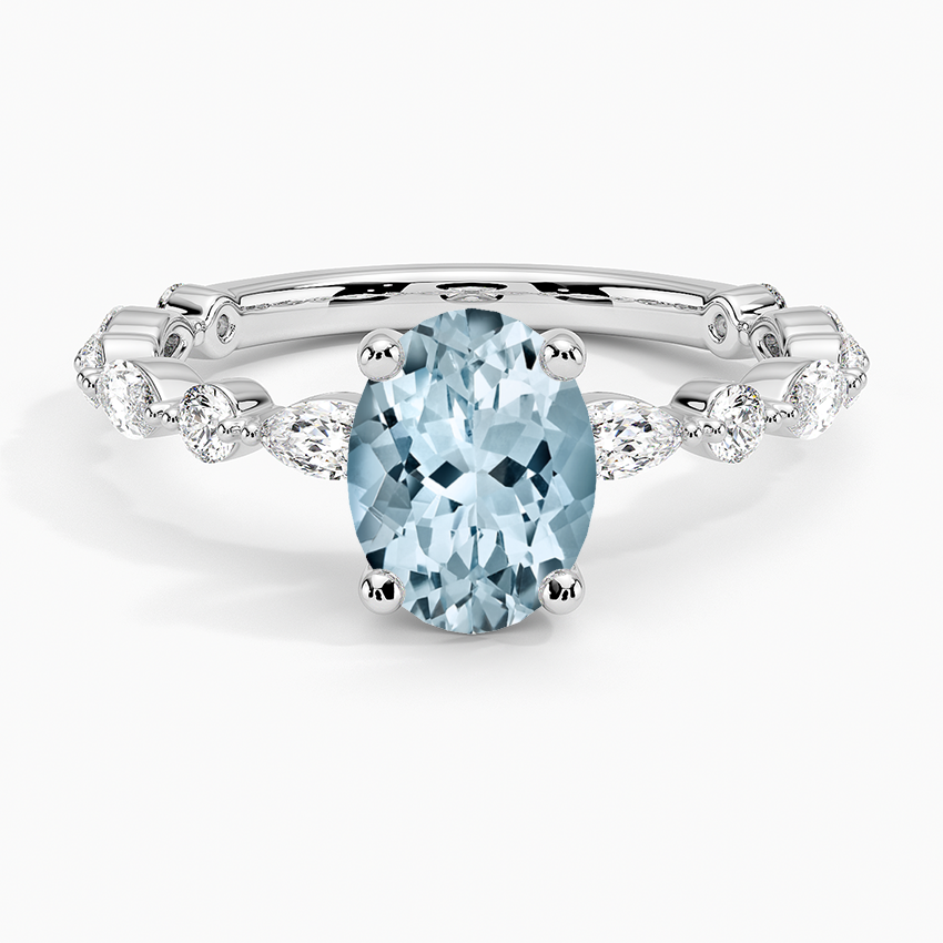 Aquamarine Luxe Versailles Diamond Ring (1/2 ct. tw.) in 18K White Gold