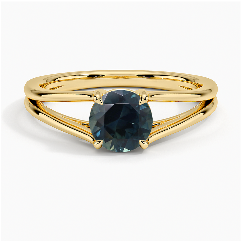 Sapphire Tressa Split Shank Solitaire Ring in 18K Yellow Gold