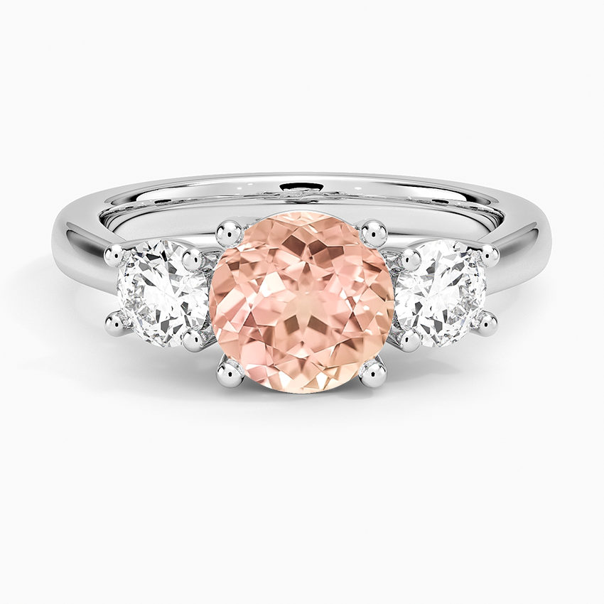 Lab Grown Sapphire Petite Three Stone Trellis Diamond Ring (1/3 ct. tw.) in 14K White Gold
