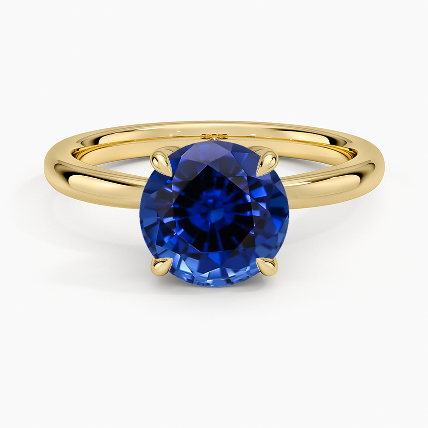 Lab Grown Sapphire Petal 2mm Solitaire Ring in 18K Yellow Gold