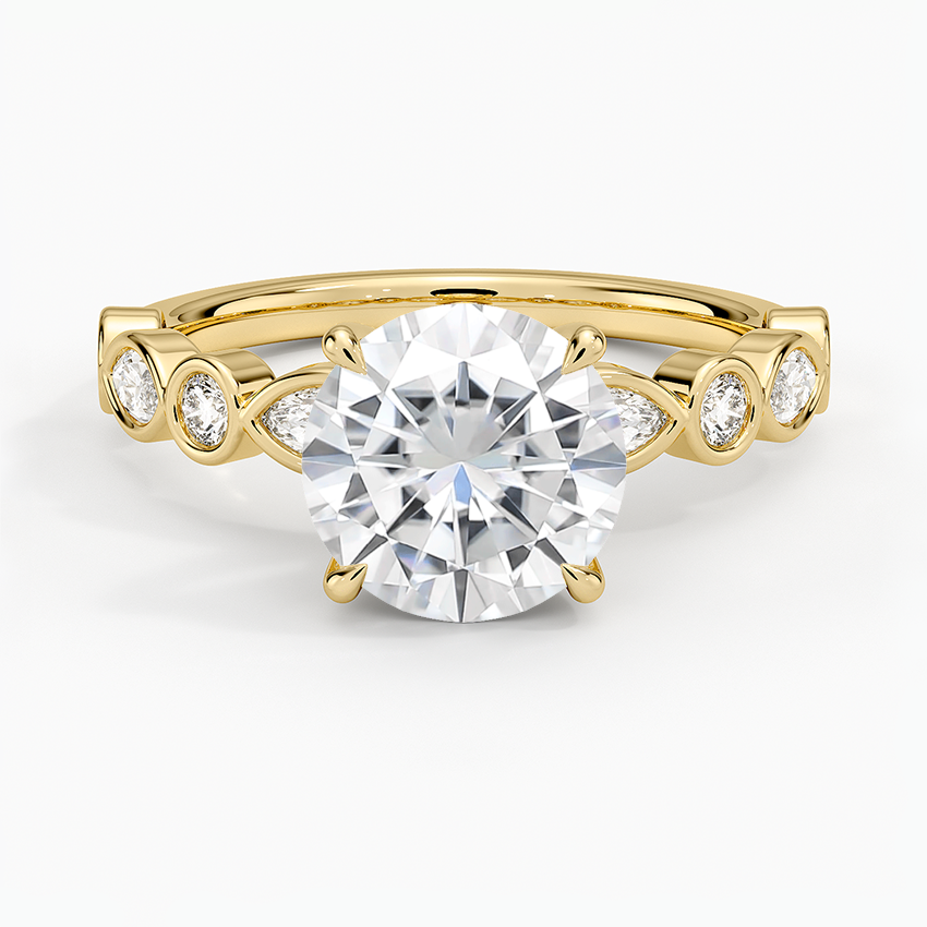 Moissanite Versailles Bezel Diamond Ring in 18K Yellow Gold
