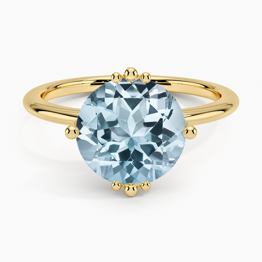 Aquamarine Samara Eight-Prong Solitaire Ring in 18K Yellow Gold