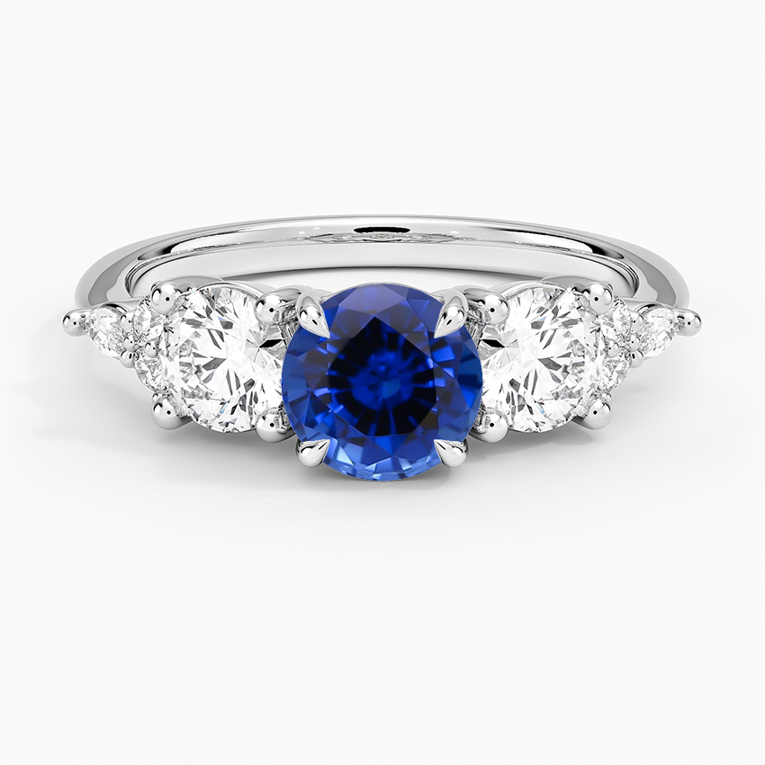 Sapphire Luxe Nadia Three Stone Diamond Ring in 18K White Gold