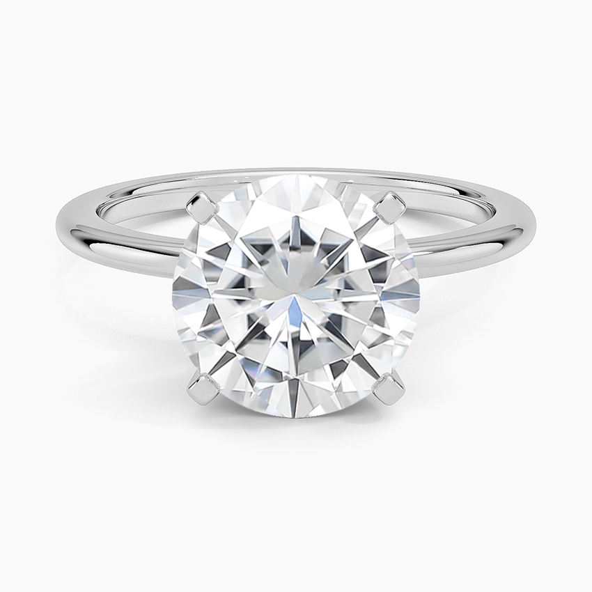 Moissanite Four-Prong Comfort Fit 1.5mm Ring in 14K White Gold