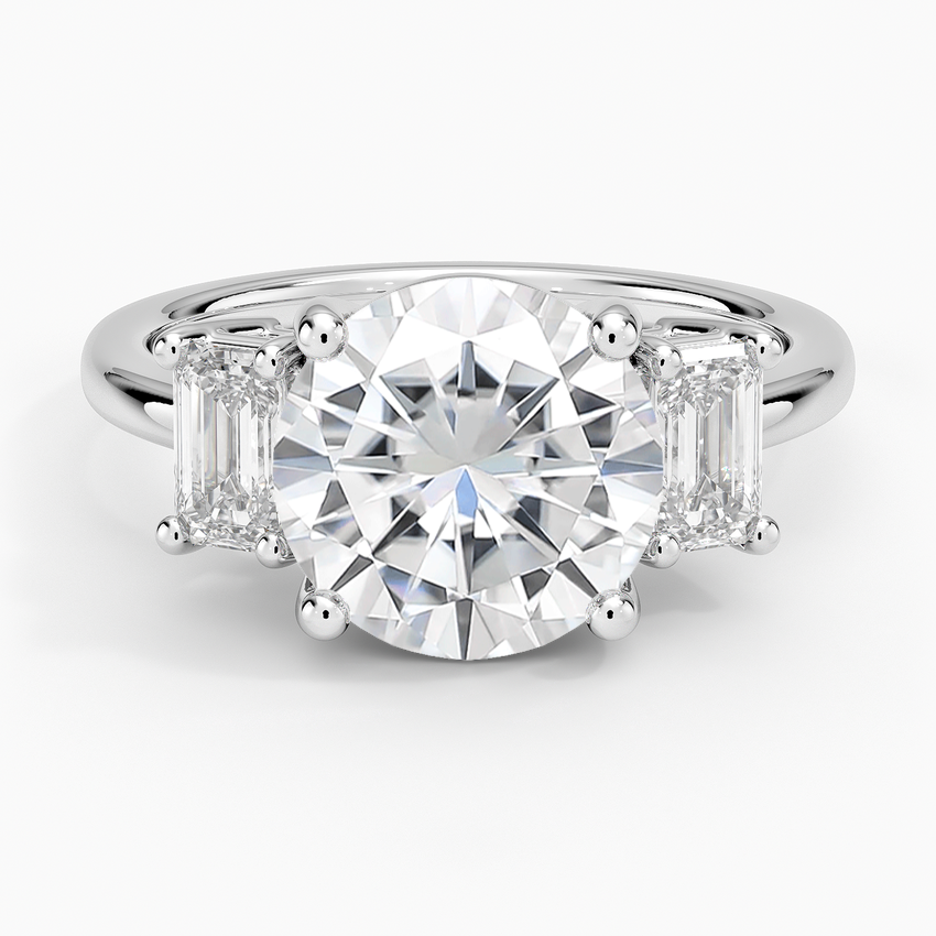 Moissanite Luxe Rhiannon Three Stone Diamond Ring (3/4 ct. tw.) in 14K White Gold