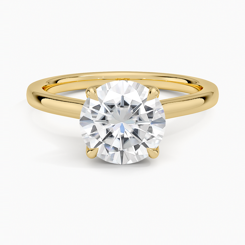 Moissanite Elodie Cathedral Solitaire Ring in 18K Yellow Gold