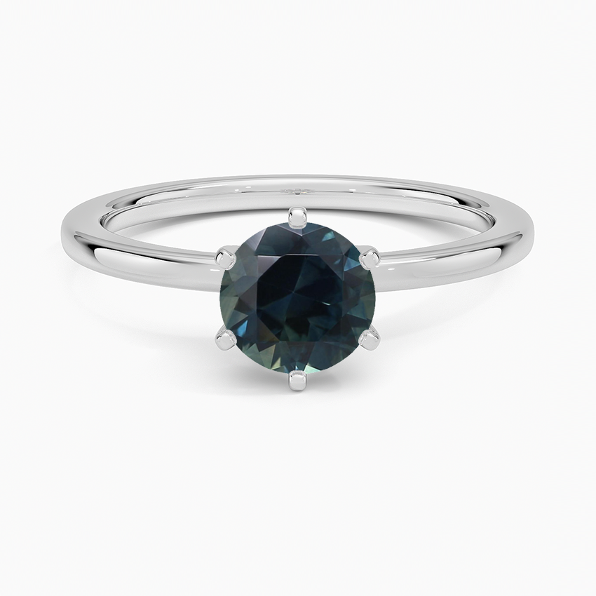 Sapphire Six-Prong Petite Comfort Fit 1.5mm Solitaire Ring in 18K White Gold