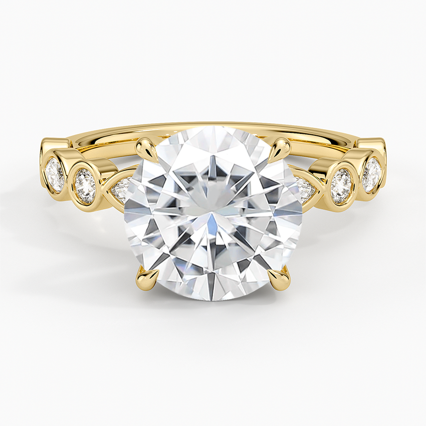 Moissanite Versailles Bezel Diamond Ring in 14K Yellow Gold