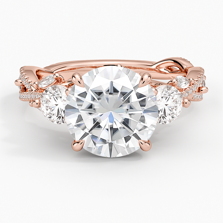 Moissanite Luxe Secret Garden Three Stone Diamond Ring (1 ct. tw.) in 14K Rose Gold