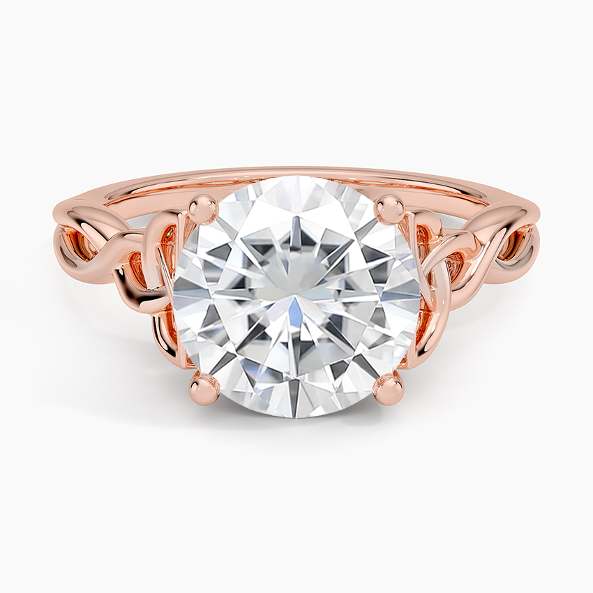 Moissanite Celtic Love Knot Ring in 14K Rose Gold