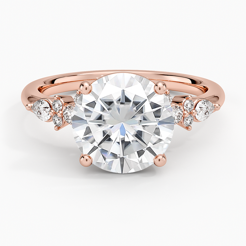 Moissanite Rosette Diamond Ring in 14K Rose Gold