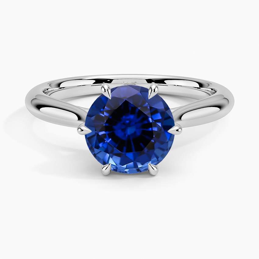 Lab Grown Sapphire Catalina Solitaire Ring in 18K White Gold