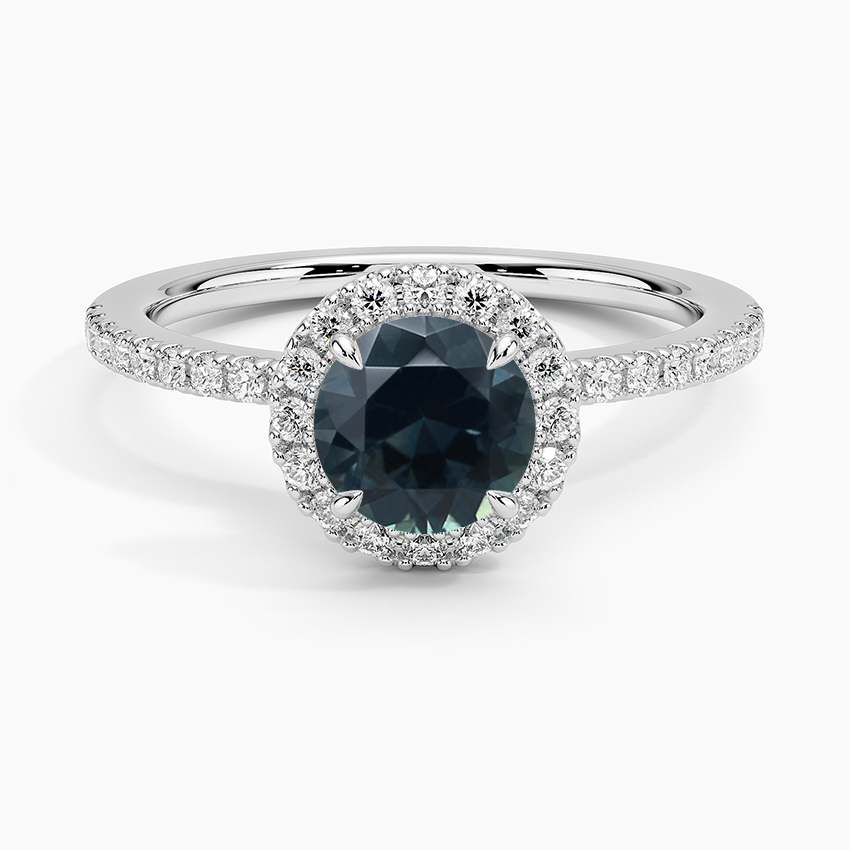 Sapphire Waverly Hidden Halo Diamond Ring in 18K White Gold