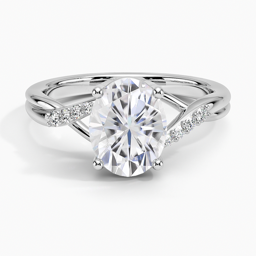 Moissanite Chamise Diamond Ring (1/15 ct. tw.) in 18K White Gold