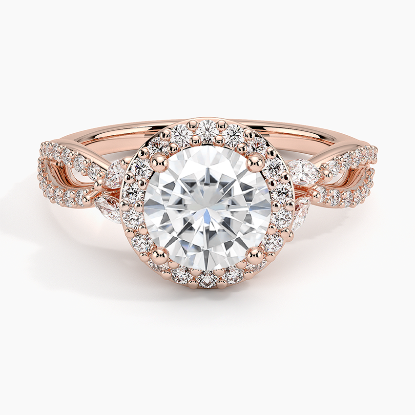 Rose Gold Moissanite Luxe Willow Halo Diamond Ring (2/5 ct. tw.)