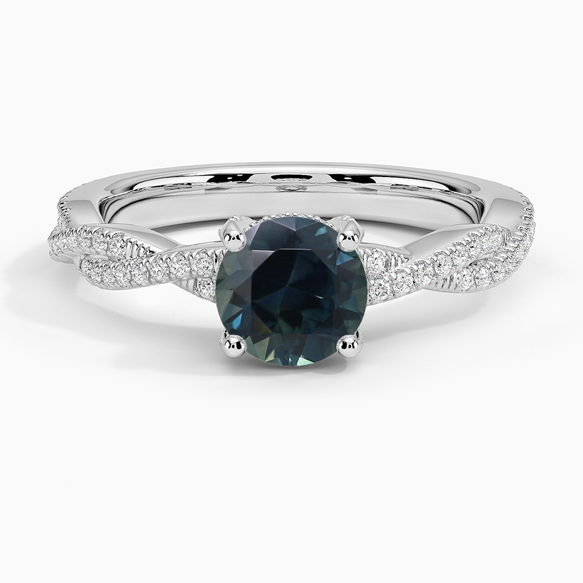 Sapphire Adorned Luxe Petite Twisted Vine Diamond Ring in 18K White Gold
