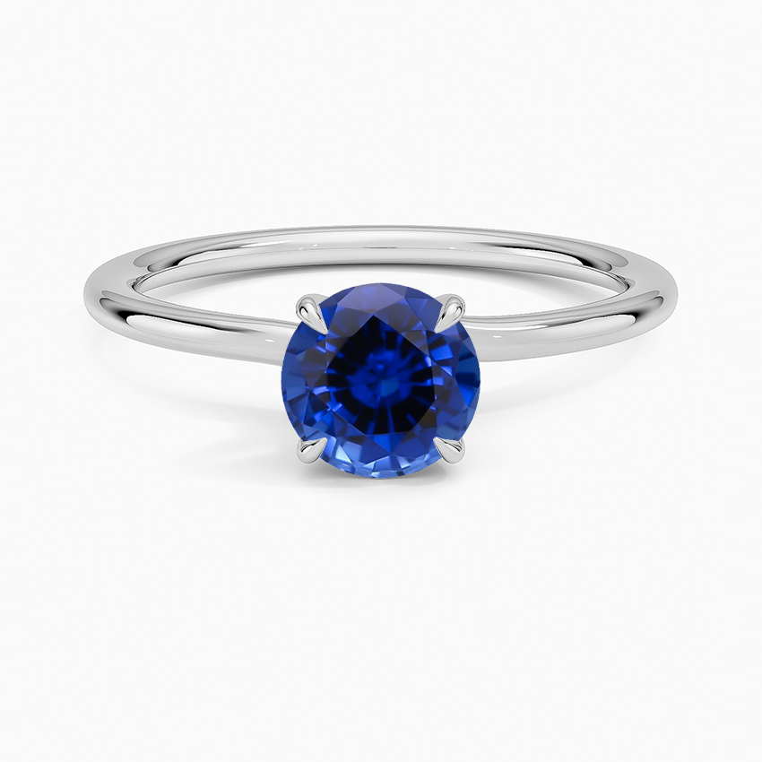 Sapphire Entwined Solitaire Ring in 18K White Gold