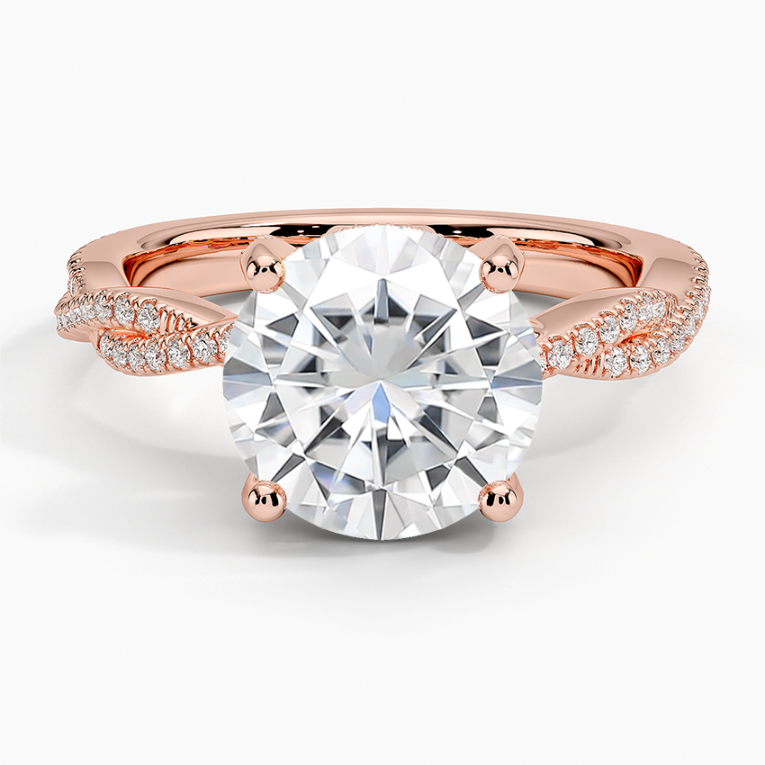 Moissanite Adorned Luxe Petite Twisted Vine Diamond Ring in 14K Rose Gold