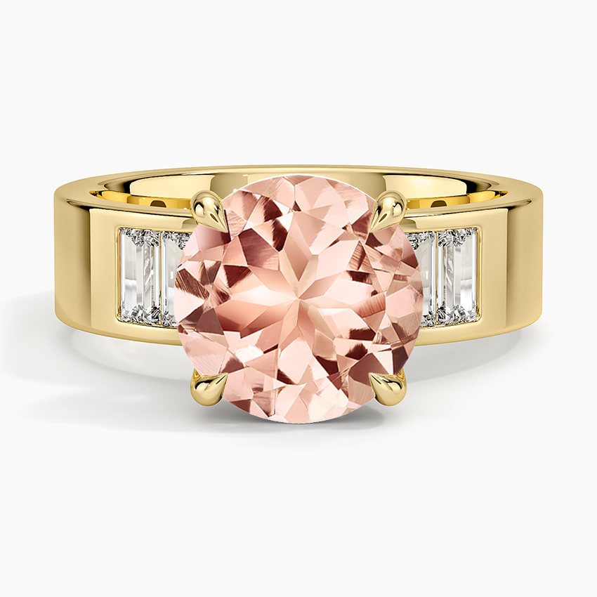 Morganite Peyton 5mm Channel-Set Diamond Ring in 14K Yellow Gold