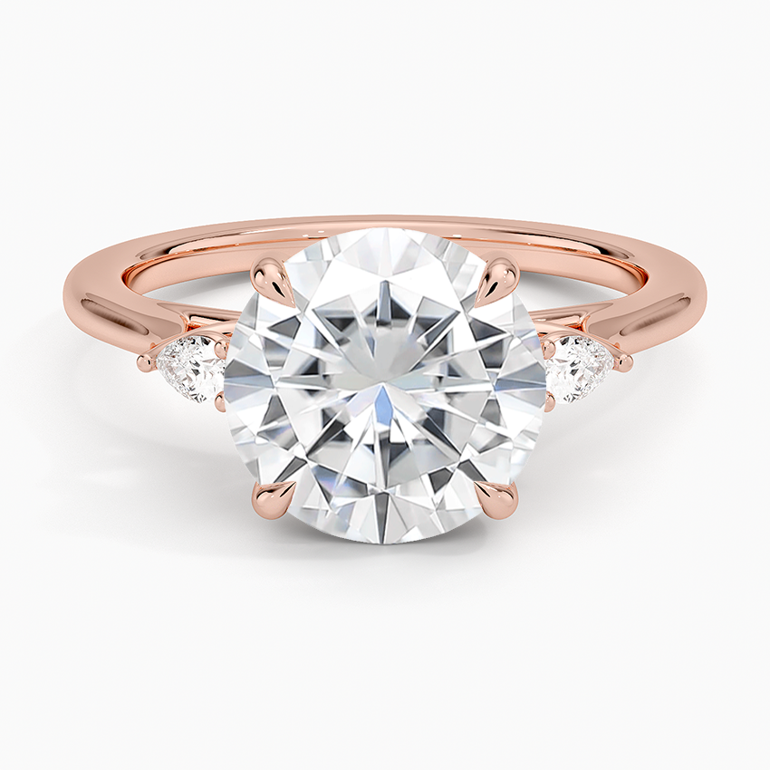 Moissanite Aria Perfect Fit Three Stone Diamond Ring in 14K Rose Gold