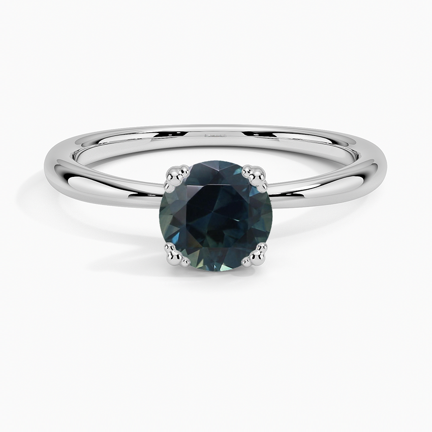 Sapphire Freesia Triple-Prong Solitaire Ring in 18K White Gold
