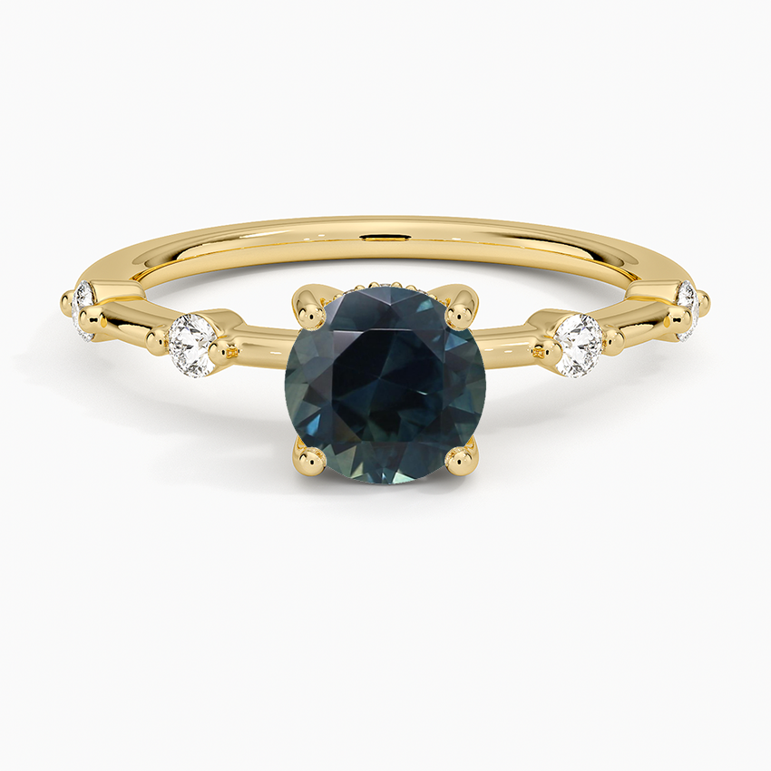 Sapphire Aimee Hidden Halo Diamond Ring in 18K Yellow Gold