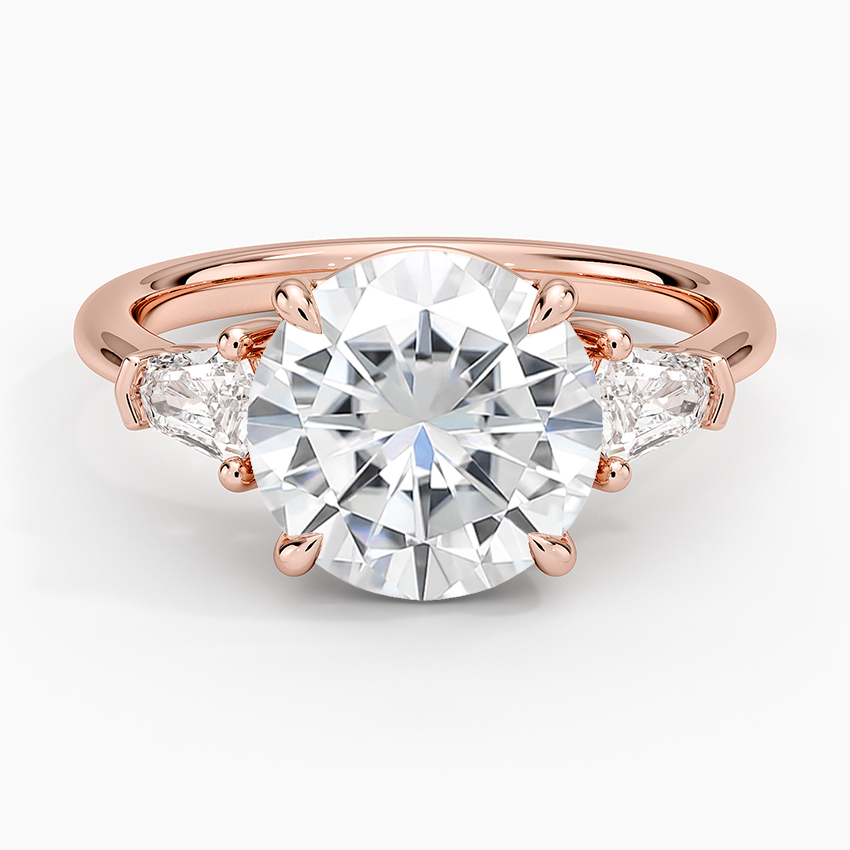 Moissanite Shield Cut Three Stone Diamond Ring (1/4 ct. tw.) in 14K Rose Gold