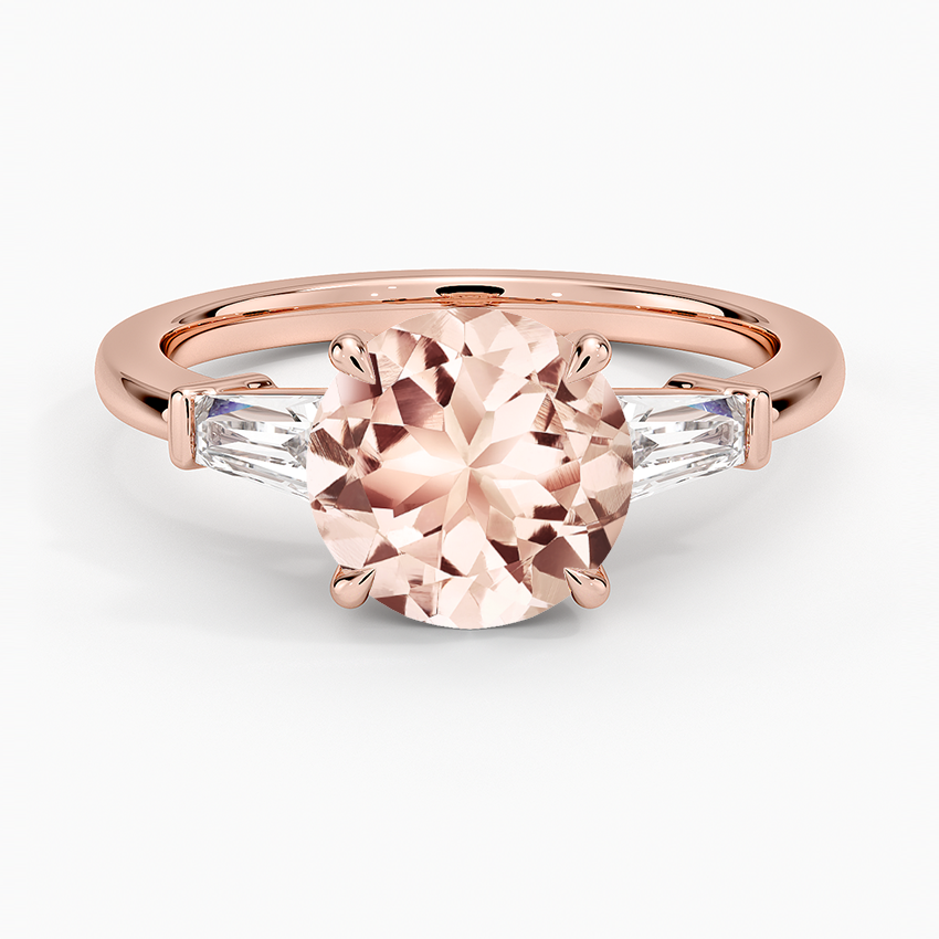Morganite Symphony Three Stone Diamond Ring (1/2 ct. tw.) in 14K Rose Gold