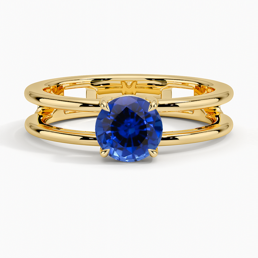 Sapphire Aimee Open Double Band Solitaire Ring in 18K Yellow Gold