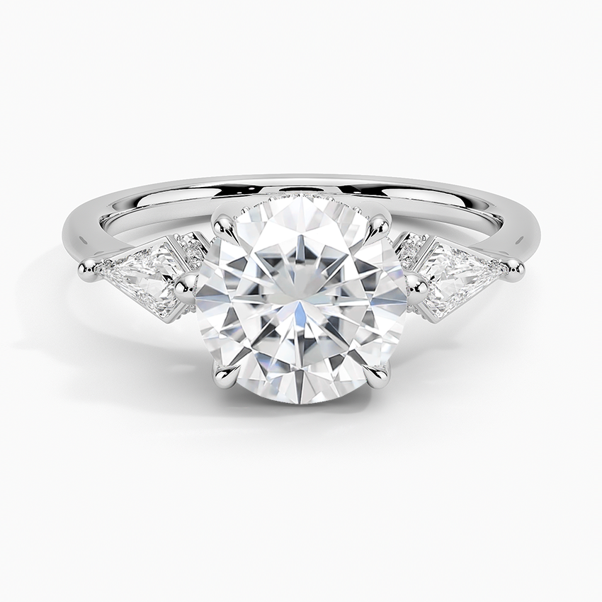 Moissanite Luxe Cometa Hidden Accent Diamond Ring in 18K White Gold