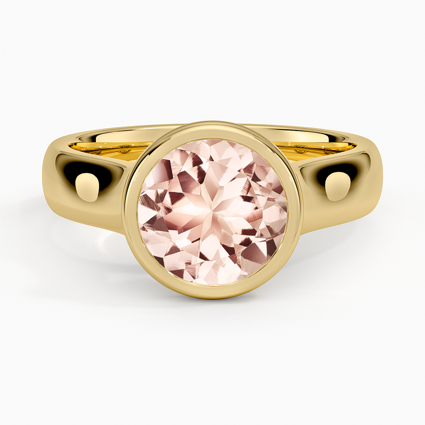 Morganite Luna 4mm Bezel Ring in 18K Yellow Gold
