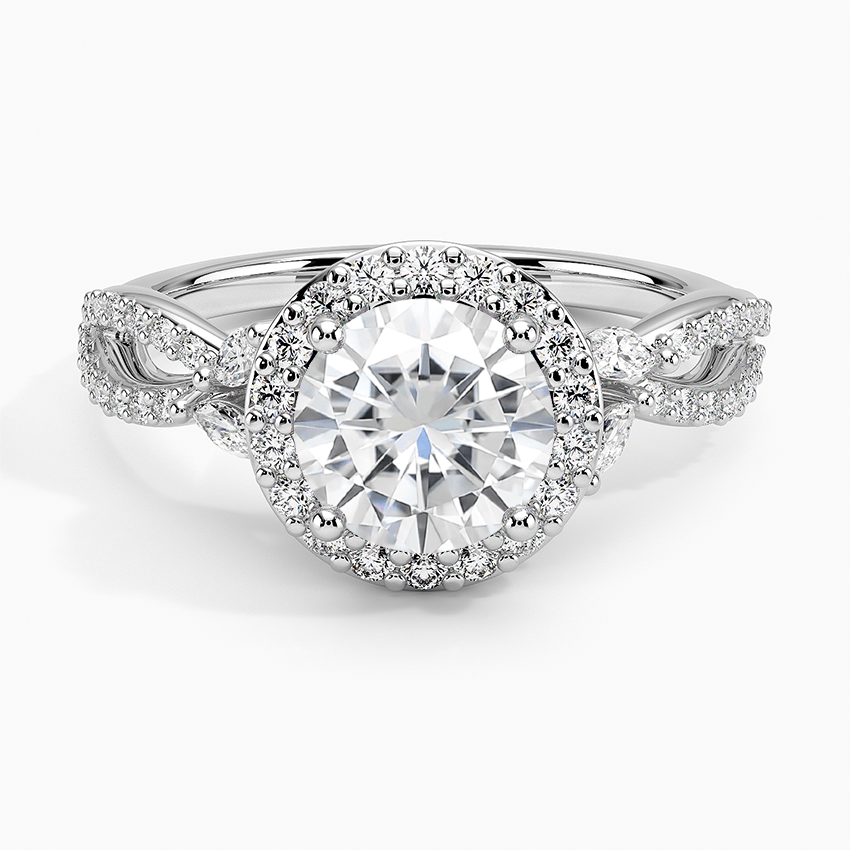 Moissanite Luxe Willow Halo Diamond Ring (2/5 ct. tw.) in Platinum