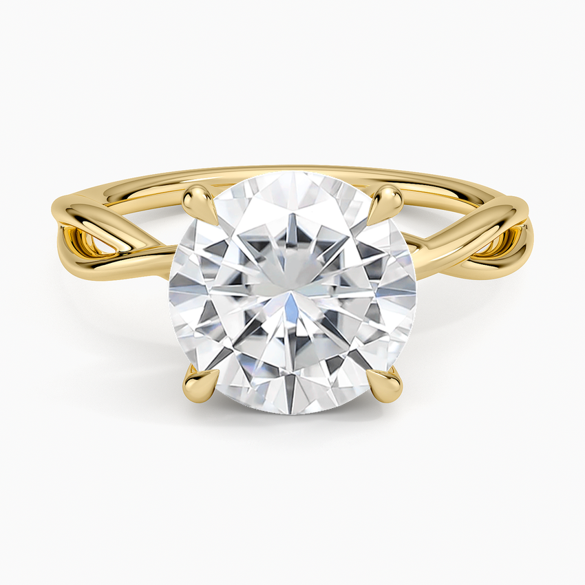 Moissanite Alya Twist Solitaire Ring in 14K Yellow Gold