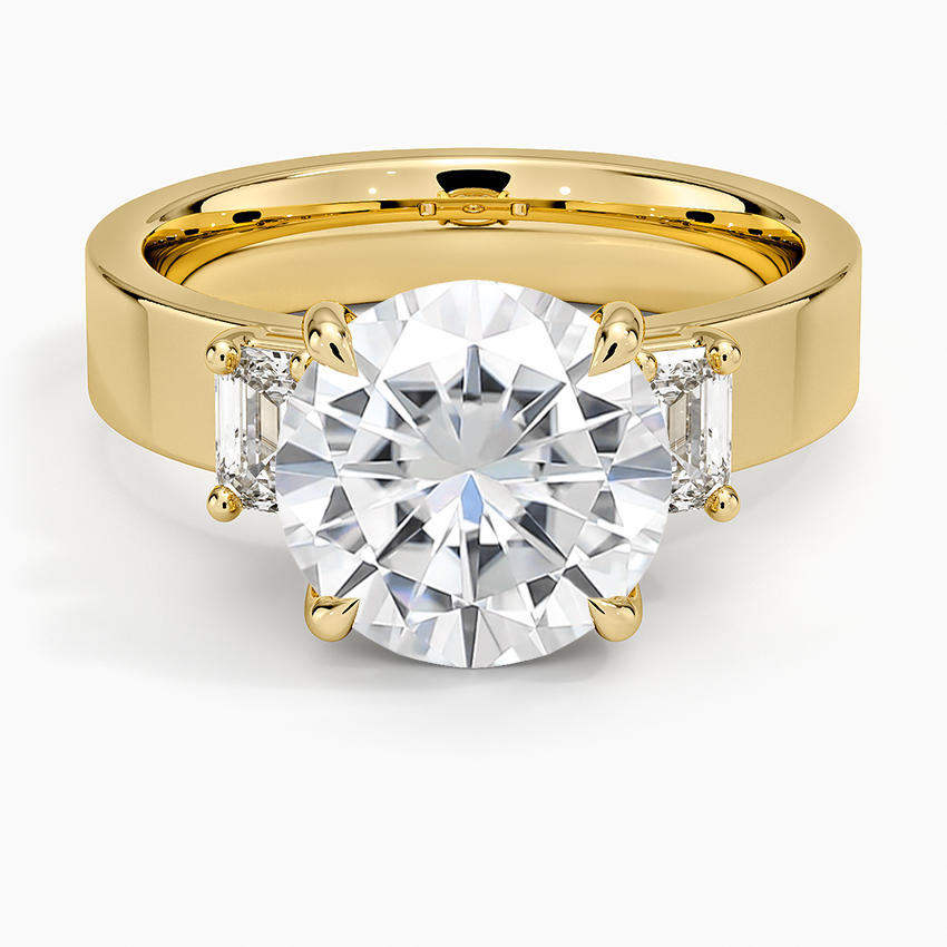 Moissanite Peyton Emerald Cut Three Stone Diamond Ring (1/2 ct. tw.) in 14K Yellow Gold