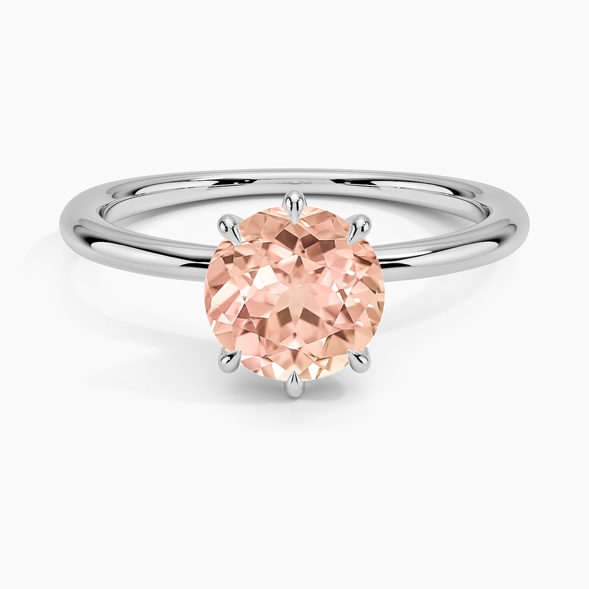 Lab Grown Sapphire Freesia Six-Prong Solitaire Ring in 14K White Gold