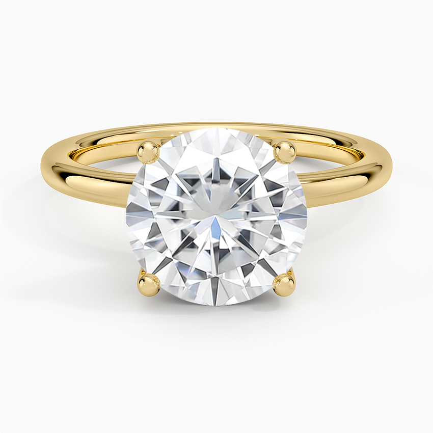 Moissanite Fleur Solitaire Ring in 14K Yellow Gold