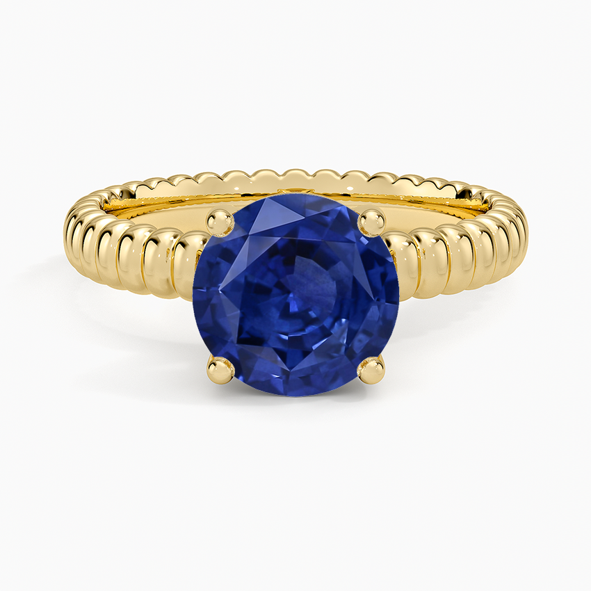 Sapphire Petra Textured Solitaire Ring in 14K Yellow Gold