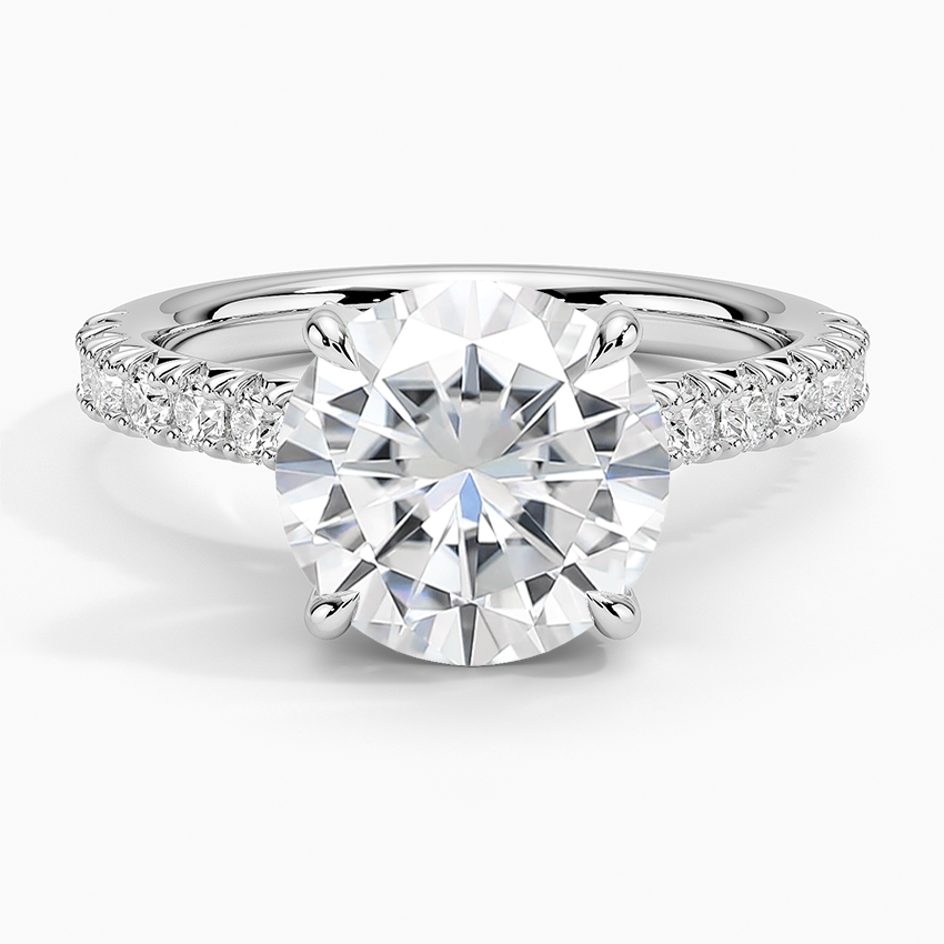 Moissanite Sienna Half Coverage Hidden Accents Diamond Ring (1/2 ct. tw.) in 14K White Gold