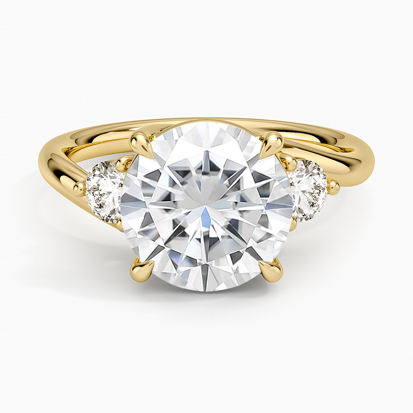 Moissanite Atelier Three Stone Diamond Ring (1/3 ct. tw.) in 14K Yellow Gold