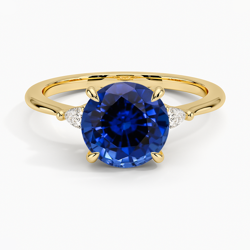 Lab Created Sapphire Aria Three Stone Diamond Ring (1/10 ct. tw.) in 18K Yellow Gold