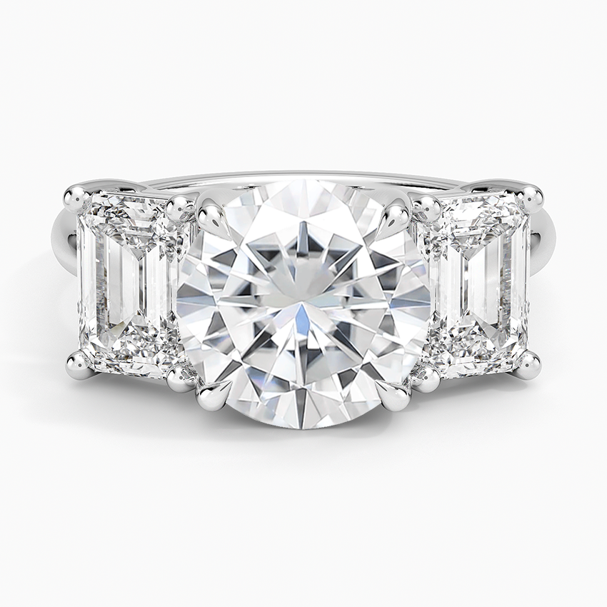 Moissanite Luxe Rhiannon Three Stone Diamond Ring (1 1/10 ct. tw.) in 14K White Gold