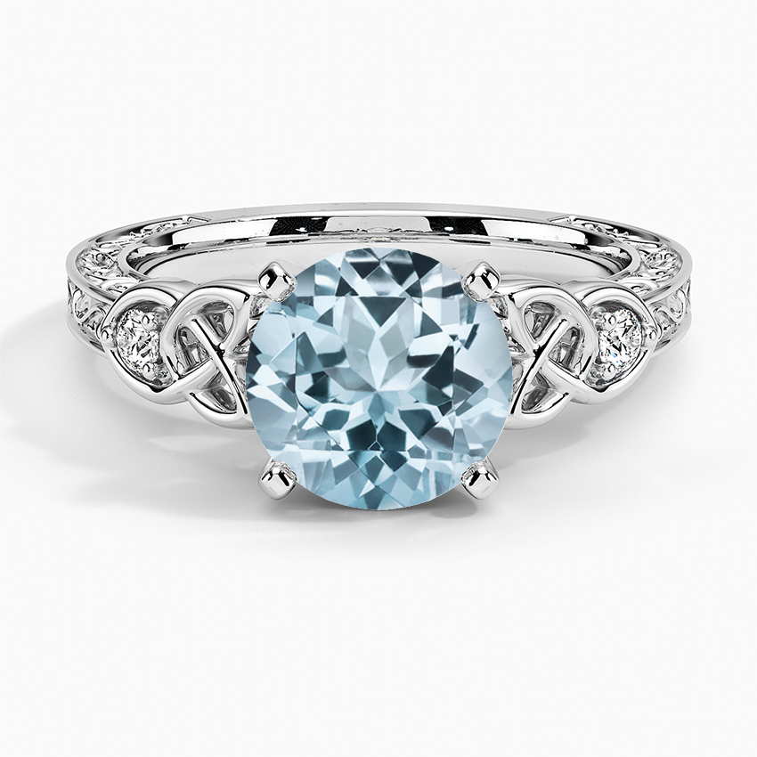 Aquamarine Aberdeen Diamond Ring in 18K White Gold