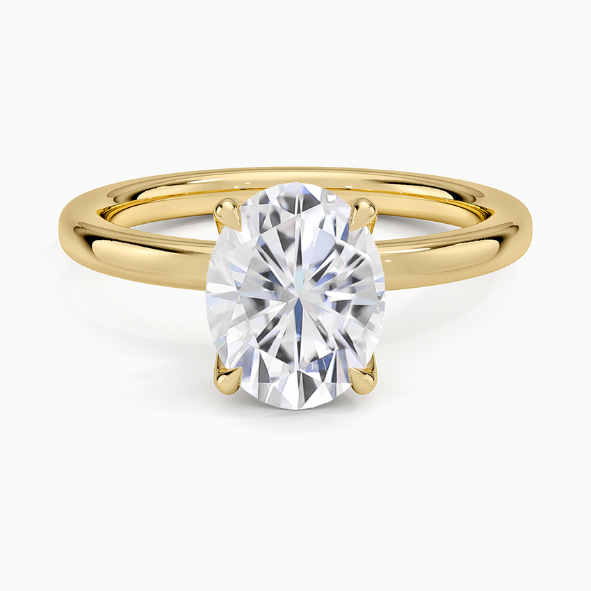 Moissanite 2mm Petite Elodie Perfect Fit Solitaire Ring in 18K Yellow Gold