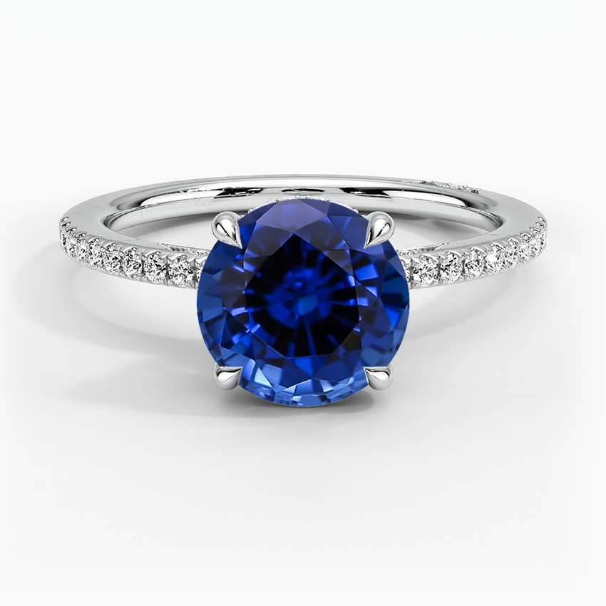 Lab Grown Sapphire Simply Tacori Luxe Drape Diamond Ring in 18K White Gold